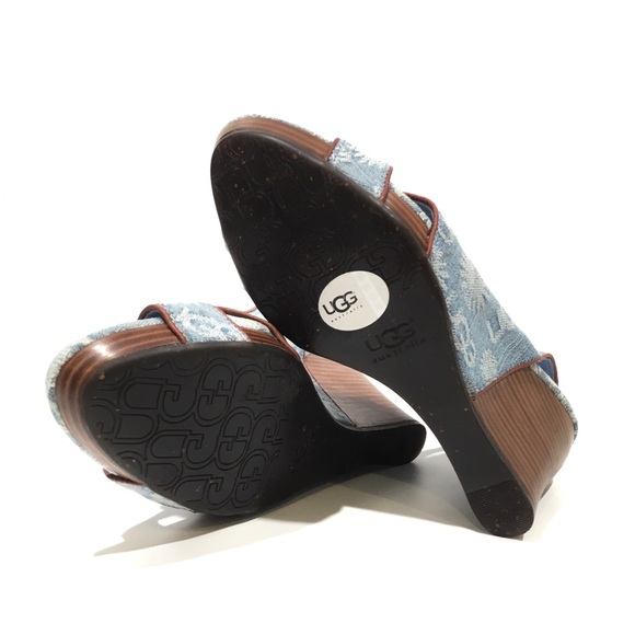 UGG HAZEL DENIM WEDEGE SLINGBACK SANDALS -BLUE -WOMEN’S US 8.5 -NEW - Picture 9 of 9